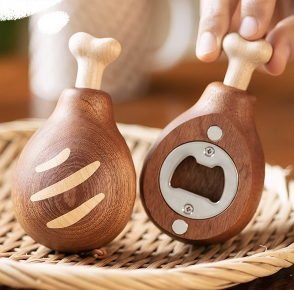 Drumstick-Shaped Wooden Bottle Opener