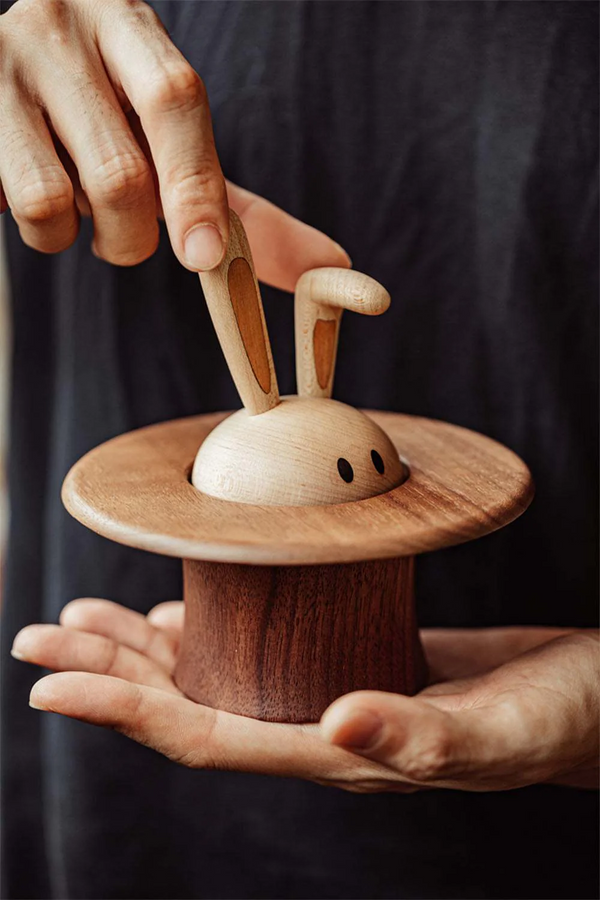 Wooden Music Box Magician's Bunny