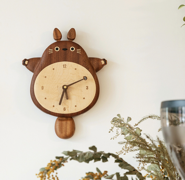 Adorable Cat-Shaped Wooden Clock