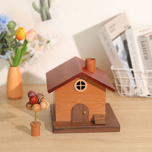 Cottage-Shaped Solid Wood Piggy Bank